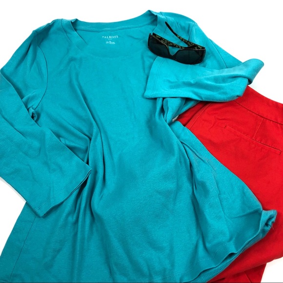 Talbots Tops - Talbots 3/4 Sleeve Scoop Neck Turquoise Top XL
